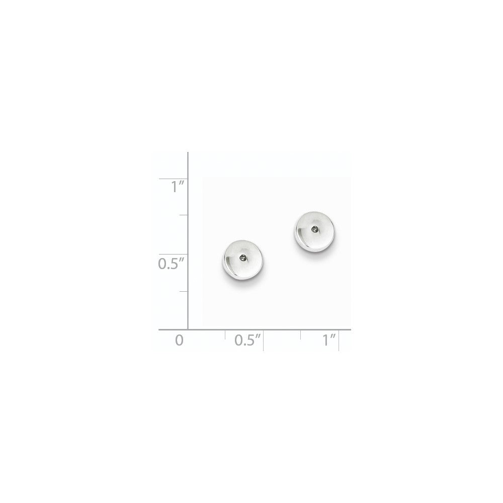 Sterling Silver Rhodium Diamond Circle Post Earrings