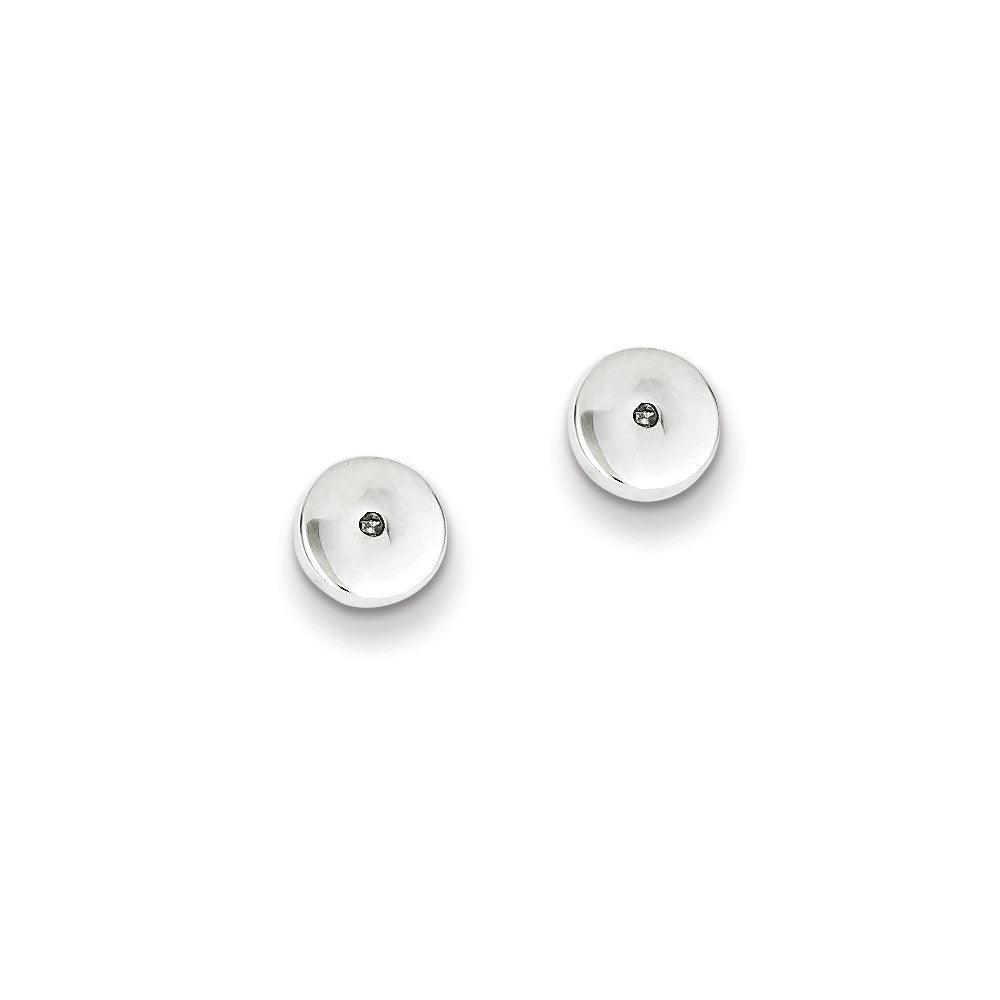 Sterling Silver Rhodium Diamond Circle Post Earrings