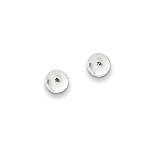 Sterling Silver Rhodium Diamond Circle Post Earrings