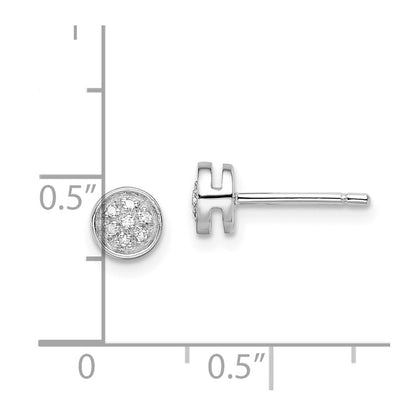 Sterling Silver Rhodium Diamond Circle Post Earrings