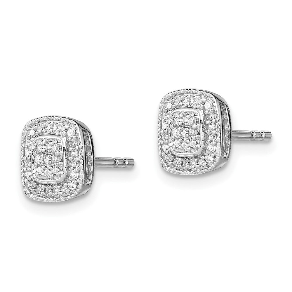 Sterling Silver Rhodium Diamond Post Earrings