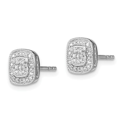 Sterling Silver Rhodium Diamond Post Earrings