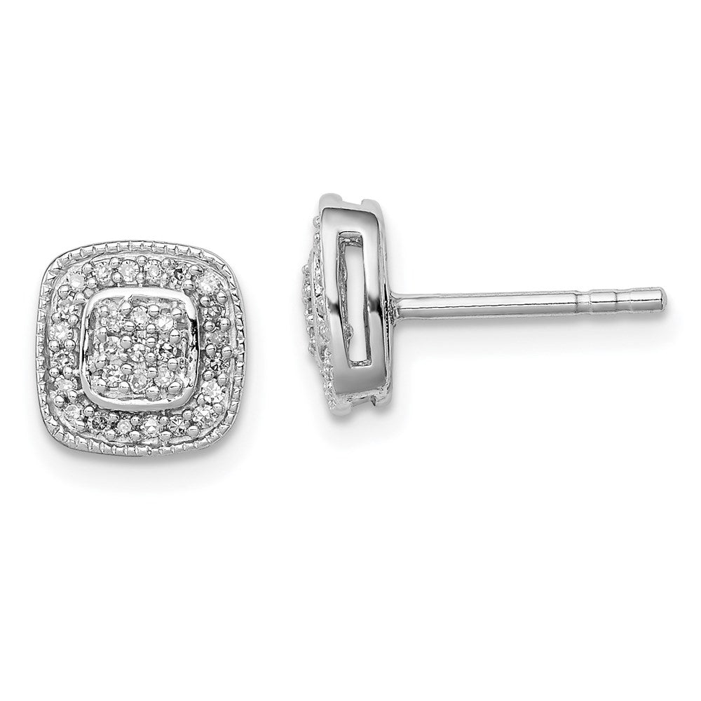 Sterling Silver Rhodium Diamond Post Earrings