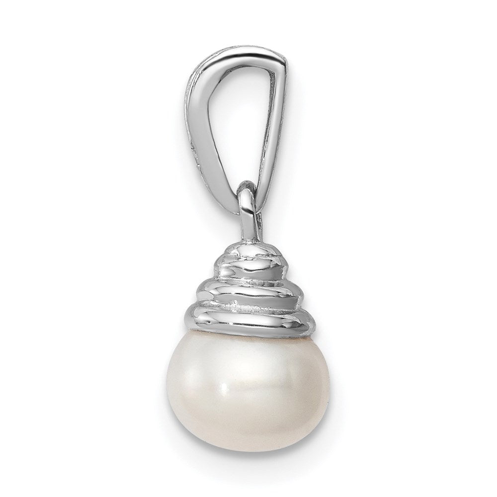 Sterling Silver Rhodium 5-6mm FW Cultured Pearl u0026 Diamond Pendant