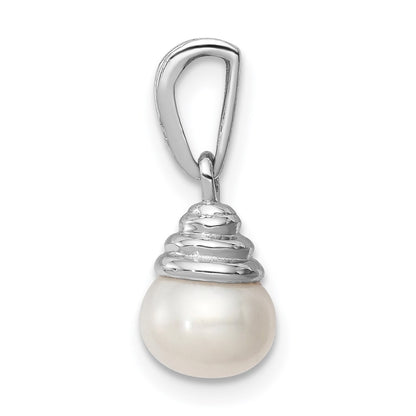 Sterling Silver Rhodium 5-6mm FW Cultured Pearl u0026 Diamond Pendant