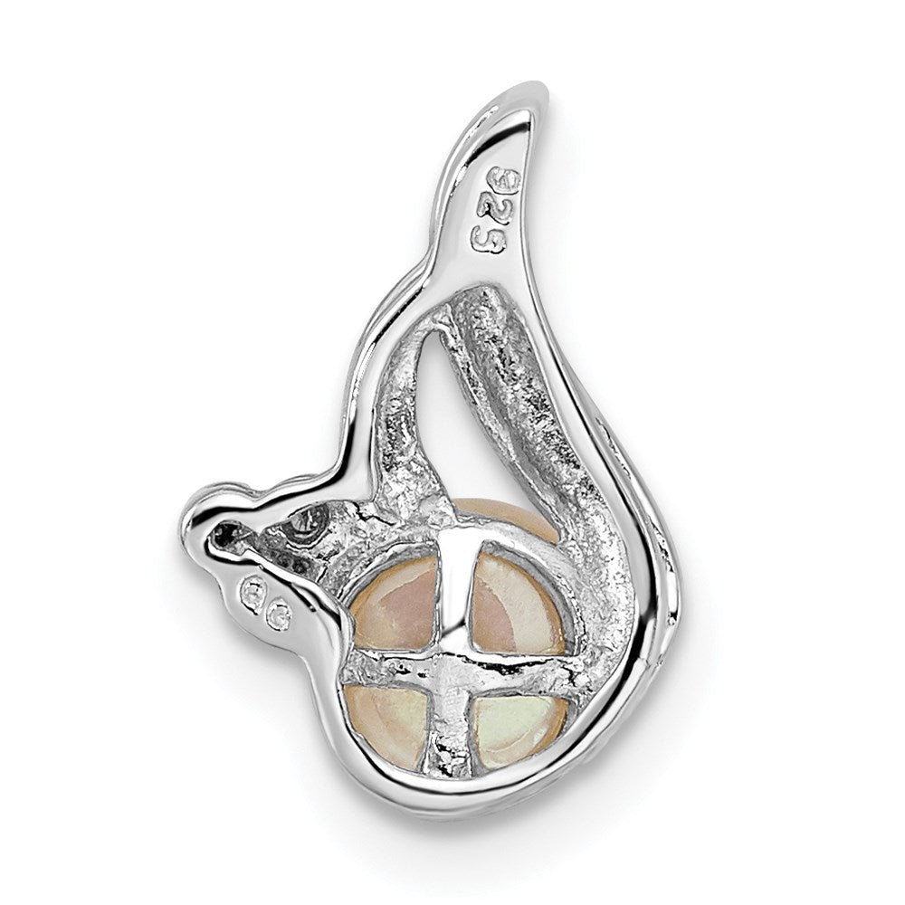 Sterling Silver Rhodium 6mm FW Cultured Pearl u0026 Diamond Chain Slide