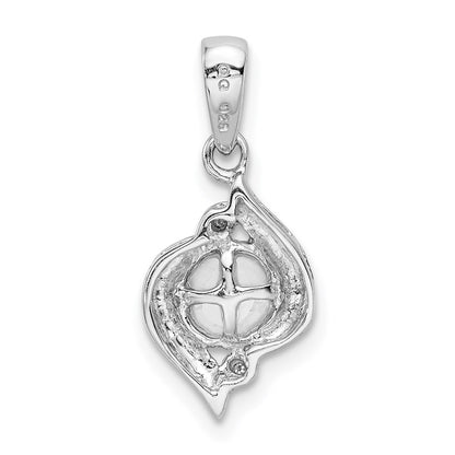 Sterling Silver Rhodium 6mm FW Cultured Pearl u0026 Diamond Pendant