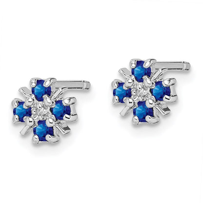 Sterling Silver Rhodium Sapphire u0026 Diamond Post Earrings