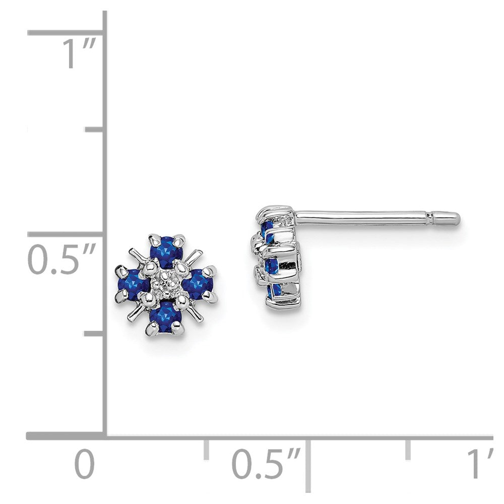 Sterling Silver Rhodium Sapphire u0026 Diamond Post Earrings
