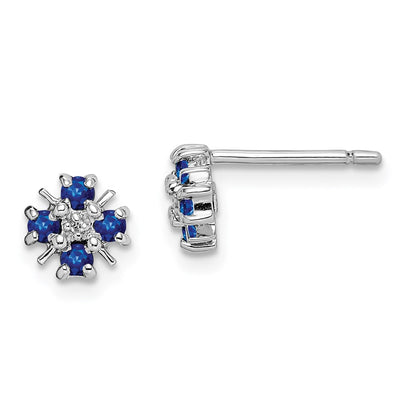 Sterling Silver Rhodium Sapphire u0026 Diamond Post Earrings