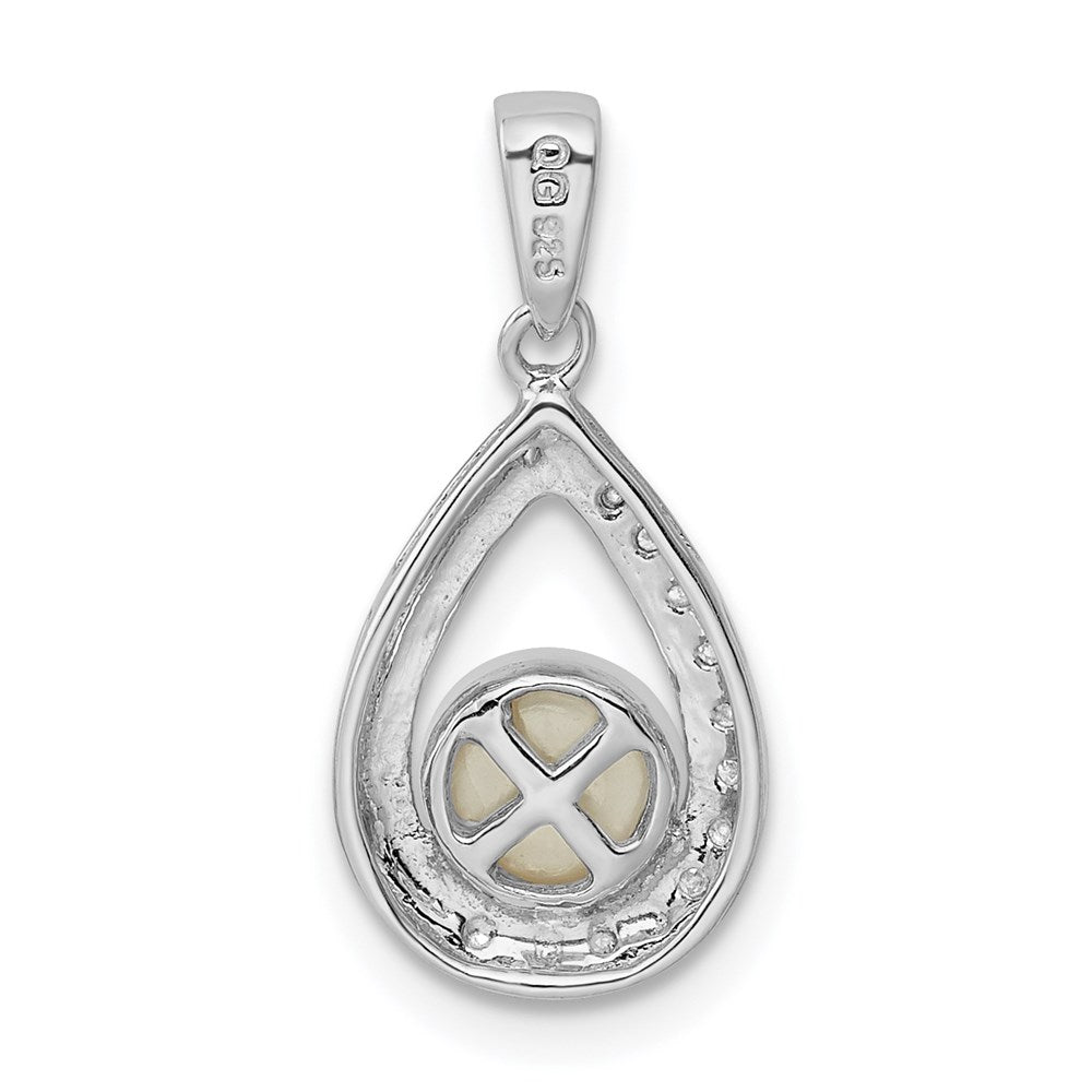 Sterling Silver Rhodium FW Cultured Pearl u0026 Diamond Pendant