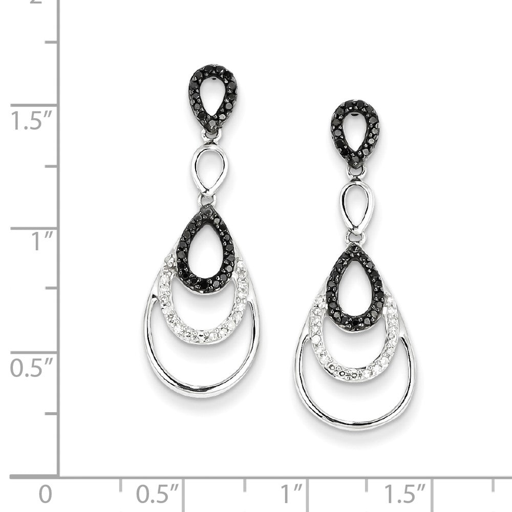 Sterling Silver Black u0026 White Diamond Earrings