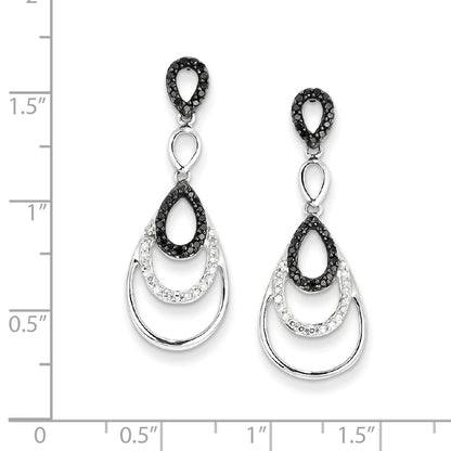 Sterling Silver Black u0026 White Diamond Earrings