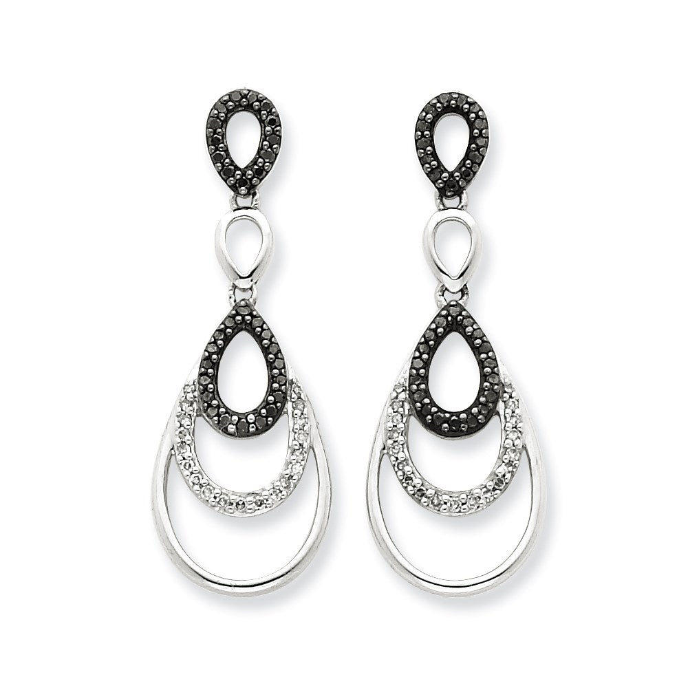 Sterling Silver Black u0026 White Diamond Earrings