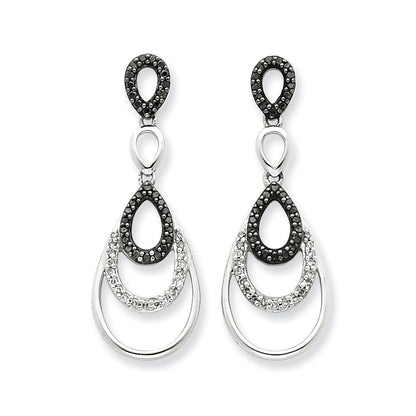 Sterling Silver Black u0026 White Diamond Earrings
