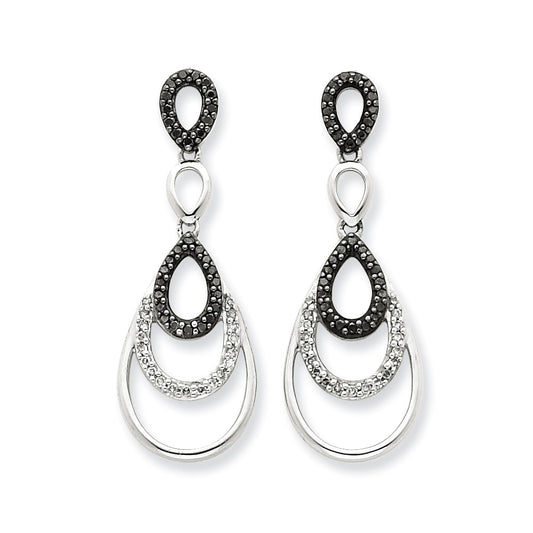 Sterling Silver Black u0026 White Diamond Earrings