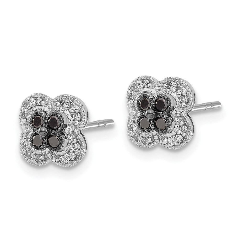 Sterling Silver Black u0026 White Diamond Earrings