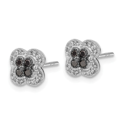 Sterling Silver Black u0026 White Diamond Earrings
