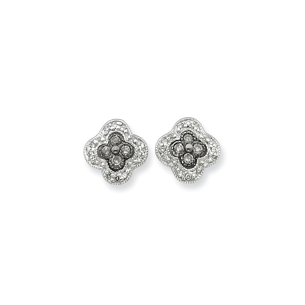 Sterling Silver Black u0026 White Diamond Earrings