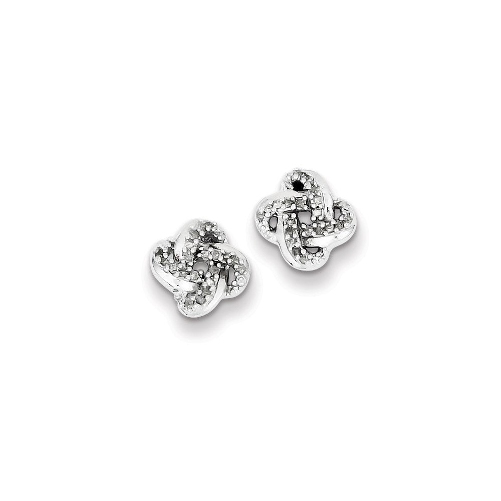 Sterling Silver Diamond Knot Post Earrings