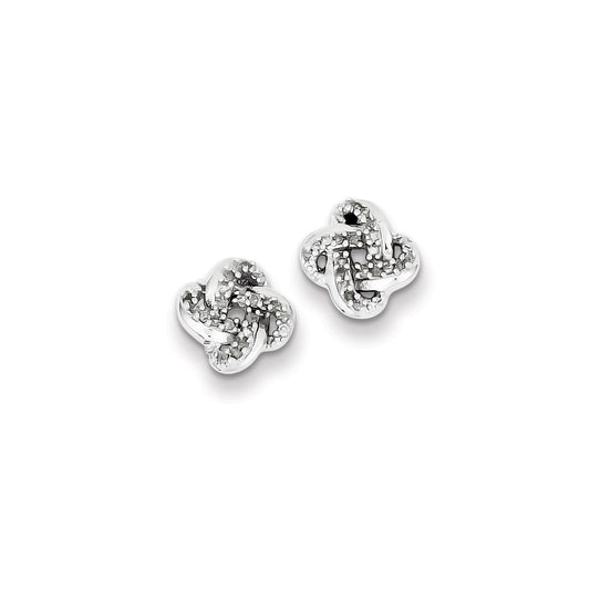 Sterling Silver Diamond Knot Post Earrings