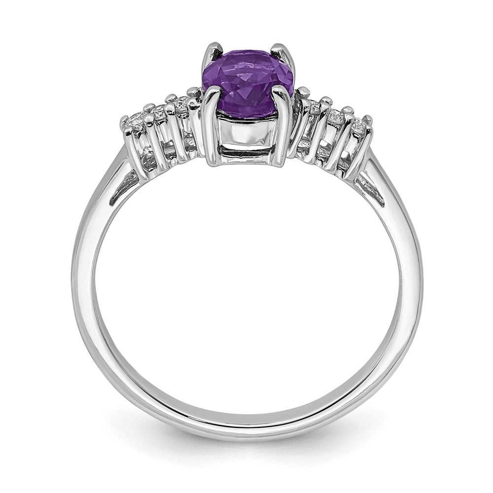 Sterling Silver Rhodium Amethyst u0026 Diamond Ring