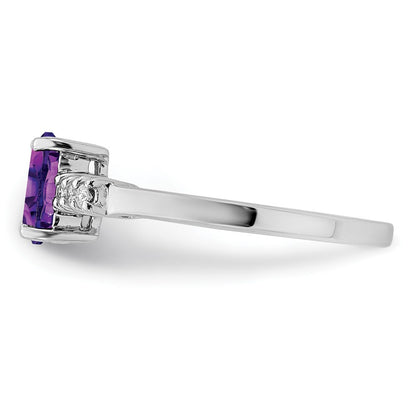 Sterling Silver Rhodium Amethyst u0026 Diamond Ring