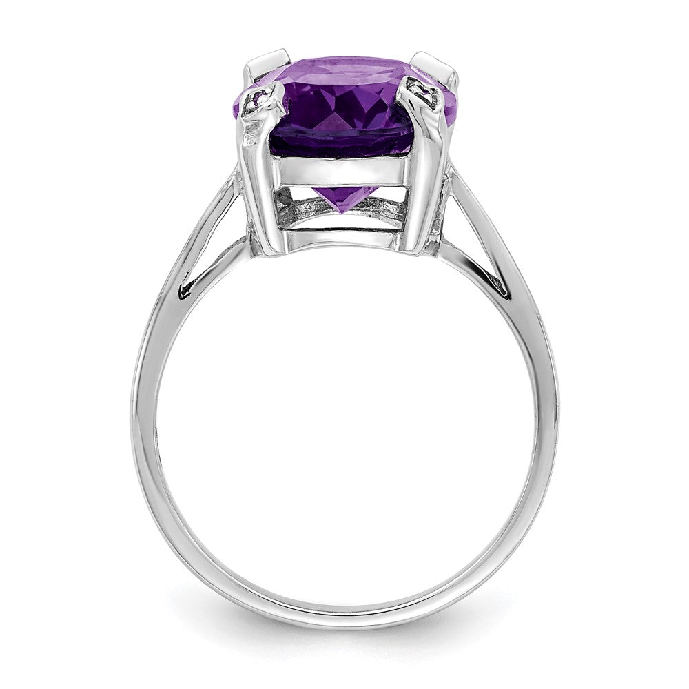 Sterling Silver Rhodium Amethyst u0026 Diamond Ring