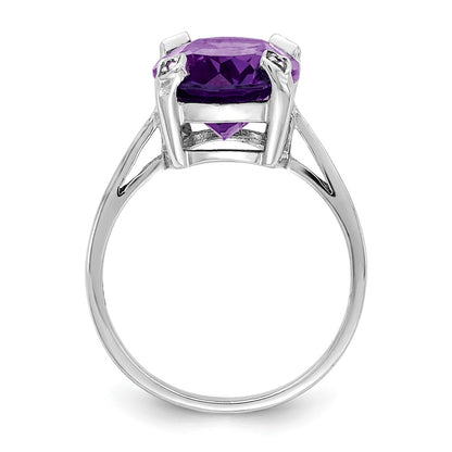 Sterling Silver Rhodium Amethyst u0026 Diamond Ring
