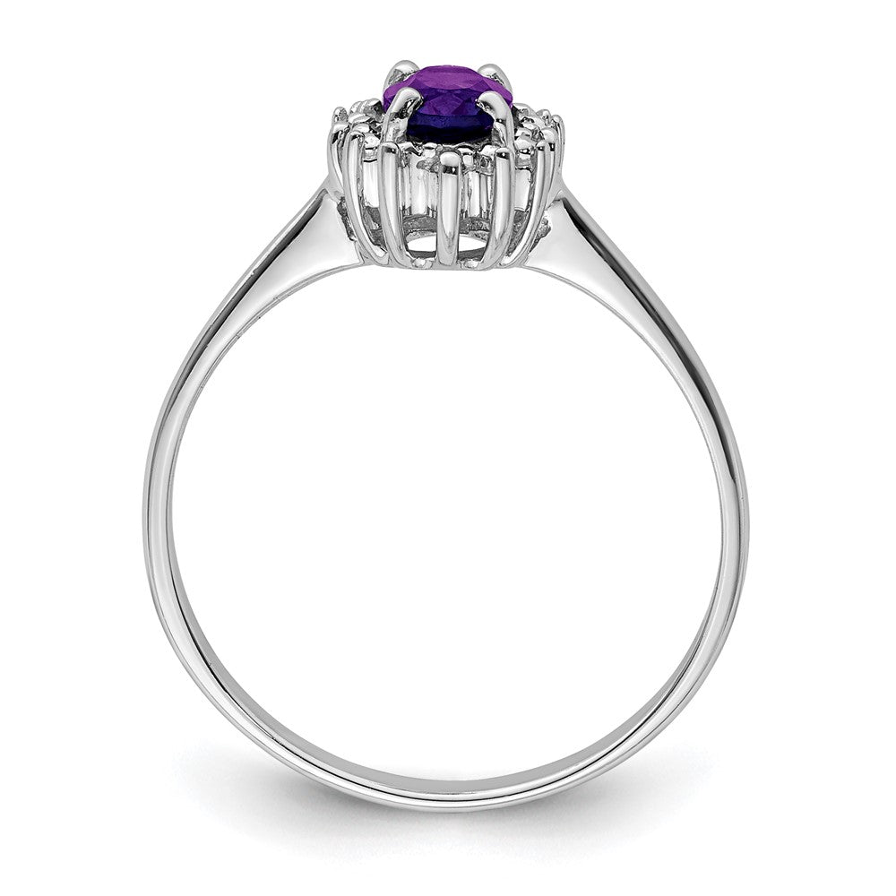 Sterling Silver Rhodium Amethyst u0026 Diamond Ring
