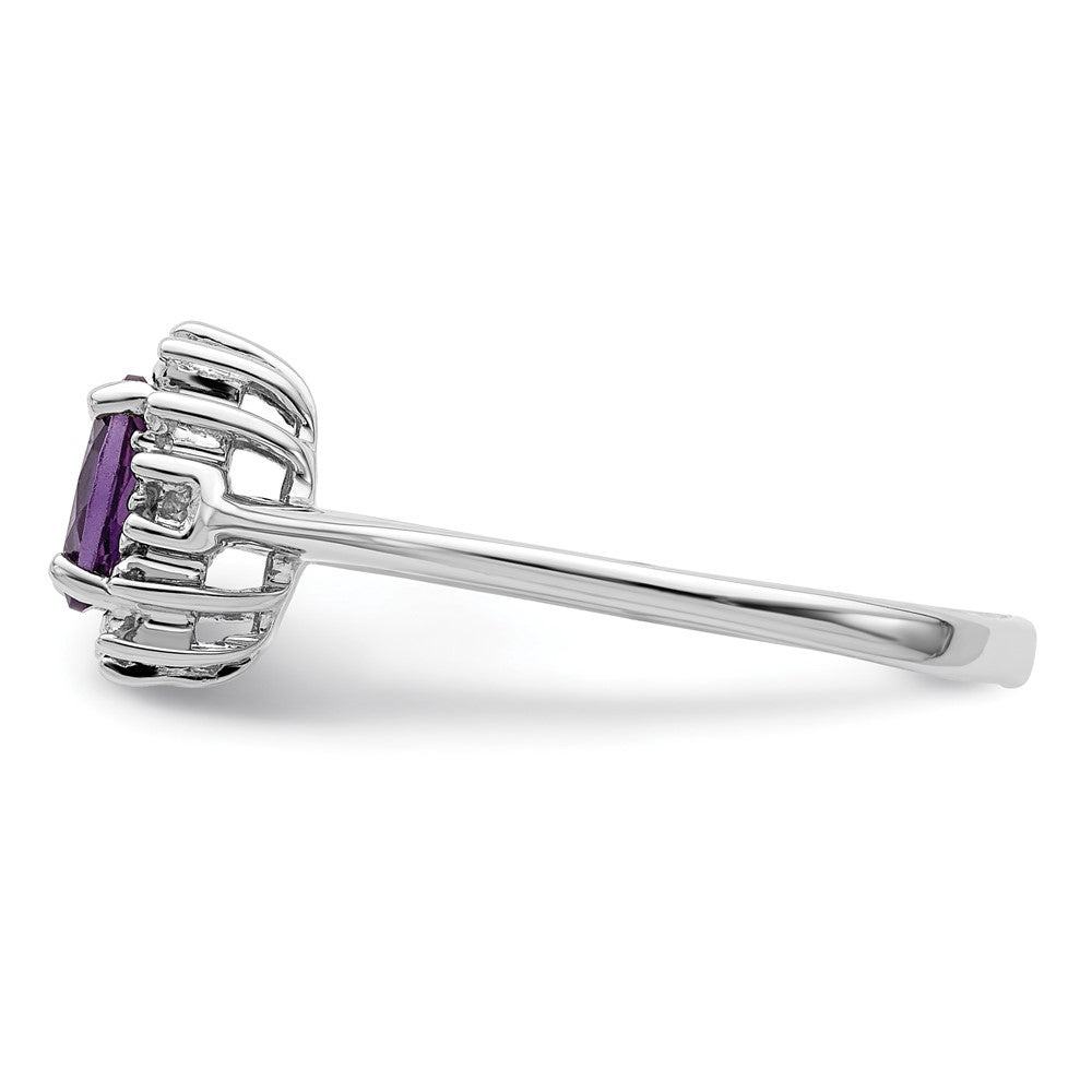 Sterling Silver Rhodium Amethyst u0026 Diamond Ring