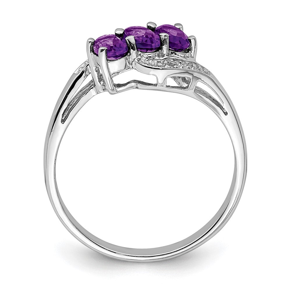 Sterling Silver Rhodium Amethyst u0026 Diamond Ring