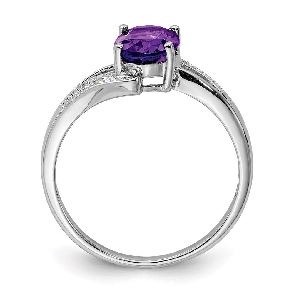 Sterling Silver Rhodium Amethyst u0026 Diamond Ring