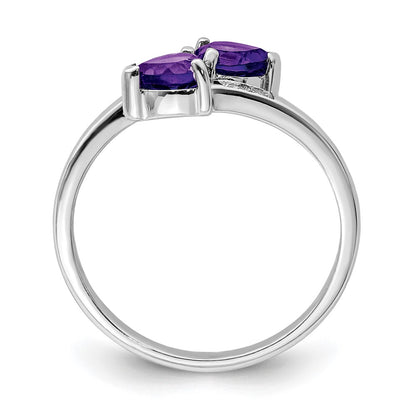 Sterling Silver Rhodium Amethyst u0026 Diamond Heart Ring