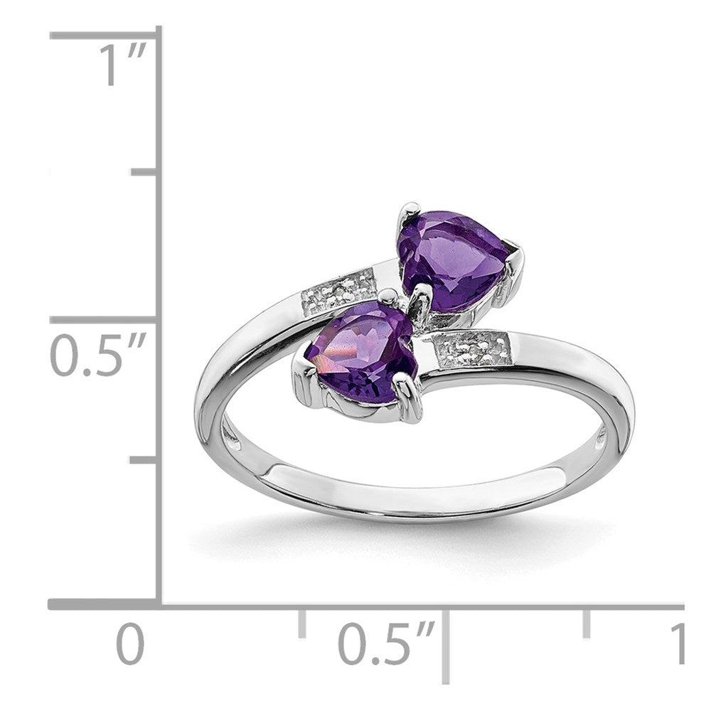 Sterling Silver Rhodium Amethyst u0026 Diamond Heart Ring