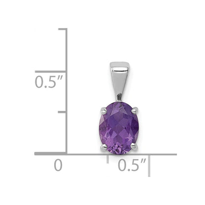 Sterling Silver Rhodium Plated Amethyst Pendant