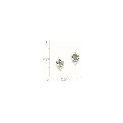 Sterling Silver Green Quartz u0026 Diamond Heart Post Earrings