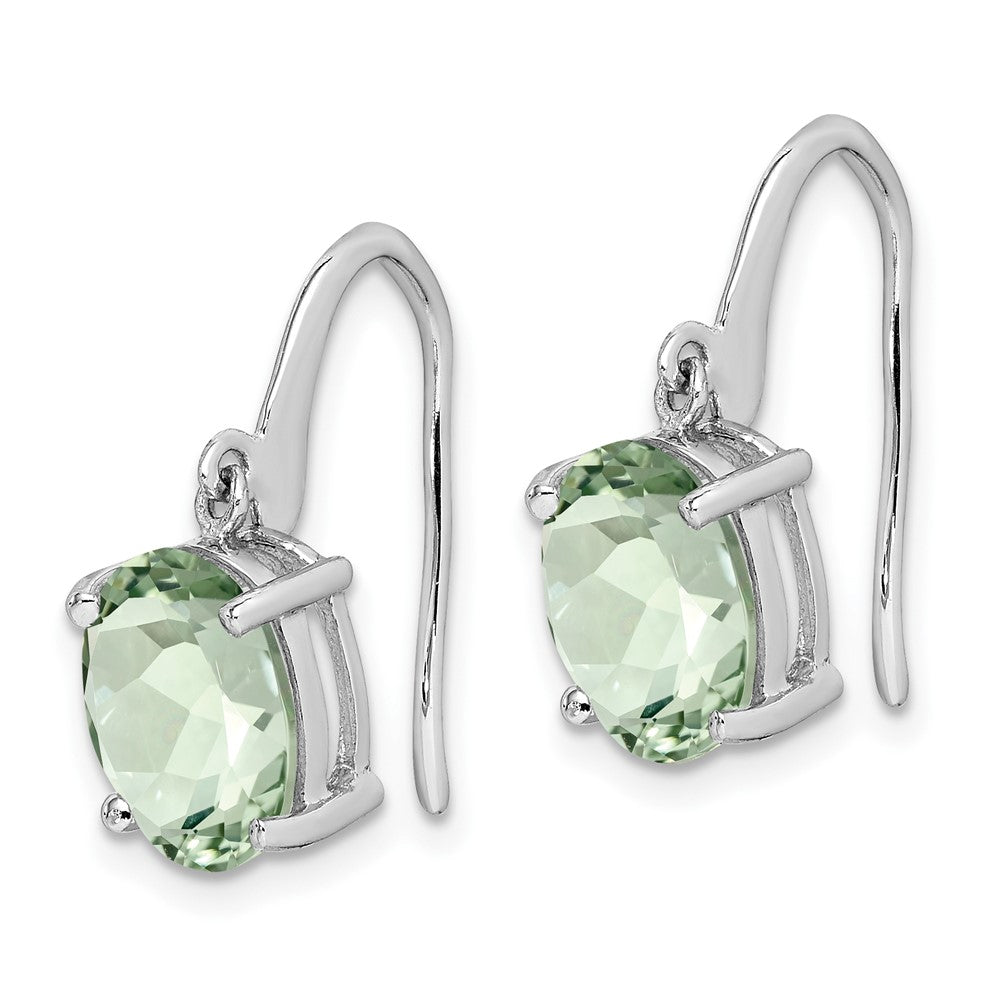 Sterling Silver Rhodium Green Quartz Wire Earrings
