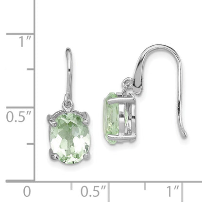 Sterling Silver Rhodium Green Quartz Wire Earrings
