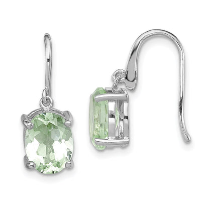 Sterling Silver Rhodium Green Quartz Wire Earrings