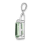 Sterling Silver Rhodium Emerald-cut Green Quartz u0026 Diamond Pendant
