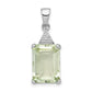Sterling Silver Rhodium Emerald-cut Green Quartz u0026 Diamond Pendant
