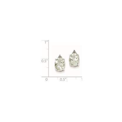 Sterling Silver Rhodium Green Quartz u0026 Diamond Post Earrings