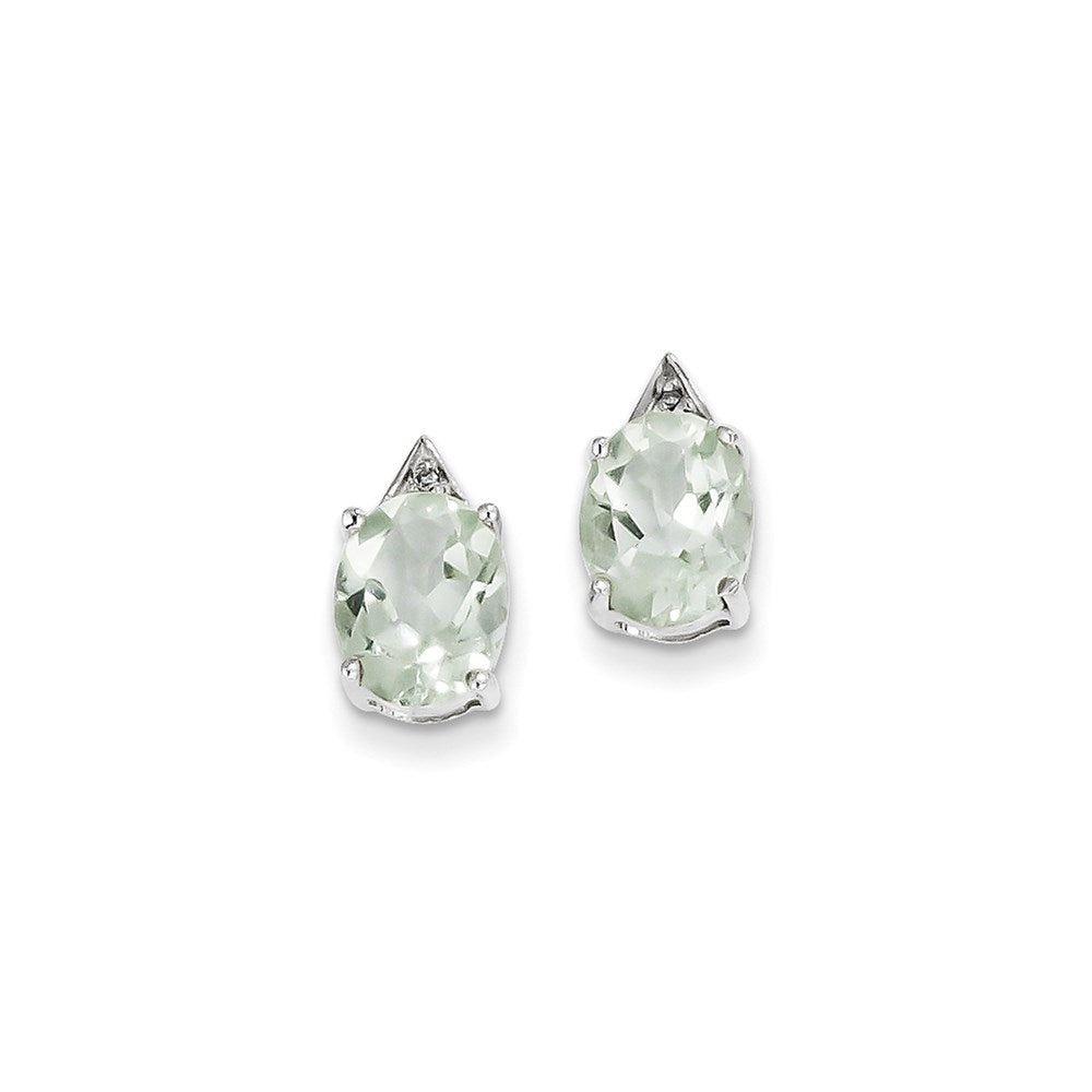 Sterling Silver Rhodium Green Quartz u0026 Diamond Post Earrings