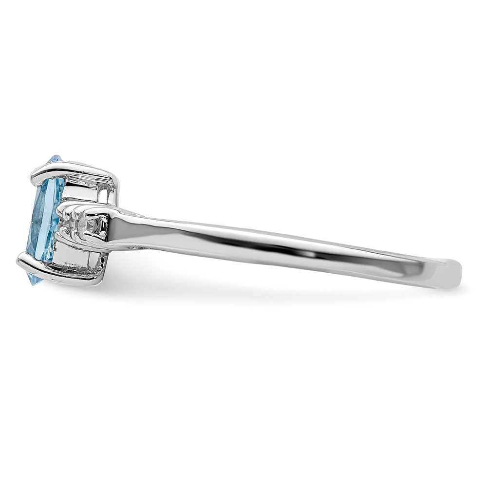 Sterling Silver Rhodium Light Swiss Blue Topaz u0026 Diamond Ring