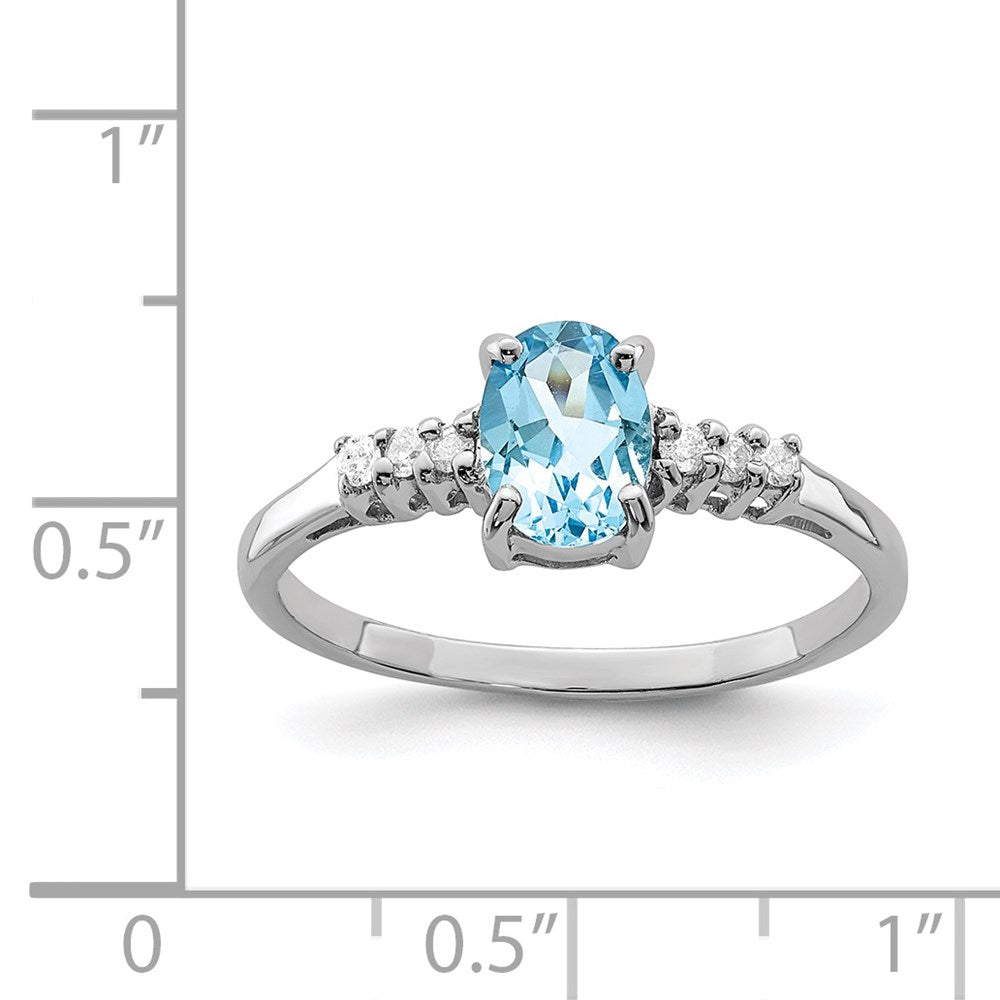 Sterling Silver Rhodium Light Swiss Blue Topaz u0026 Diamond Ring