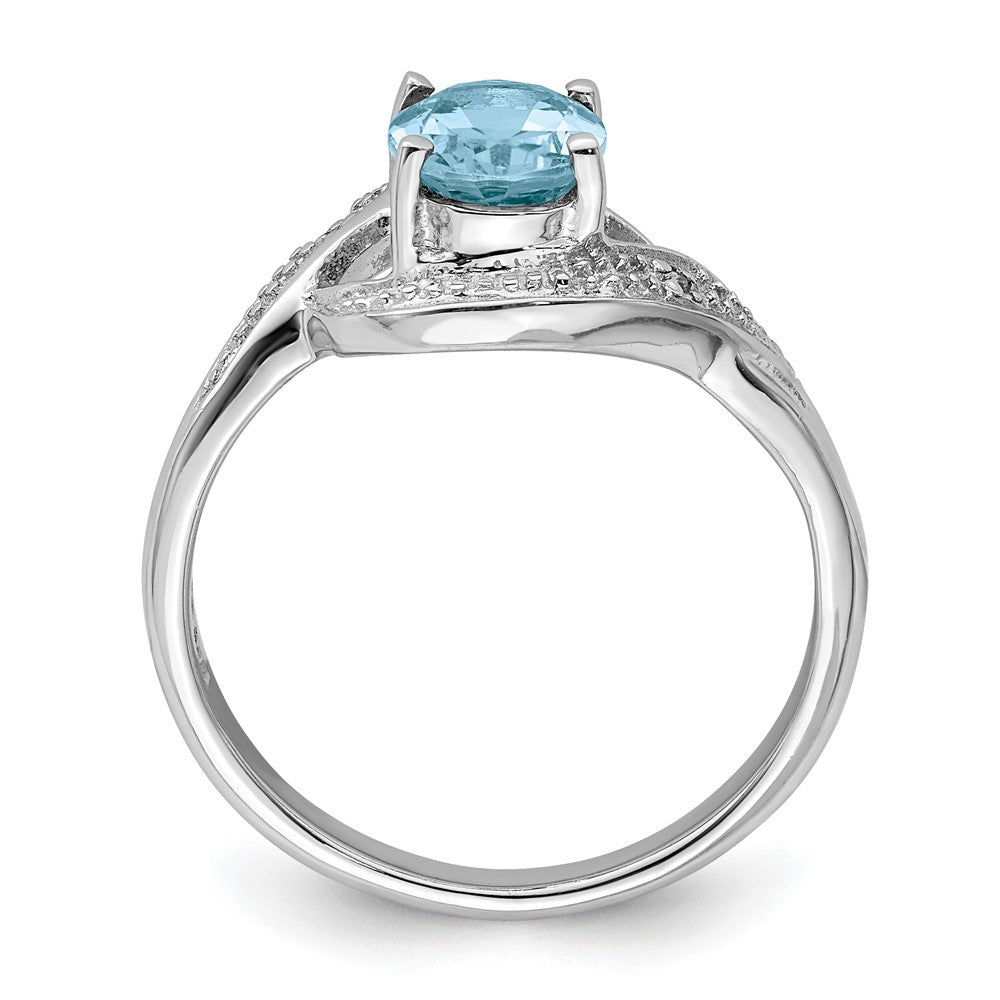 Sterling Silver Rhodium Swiss Blue Topaz u0026 Diamond Ring