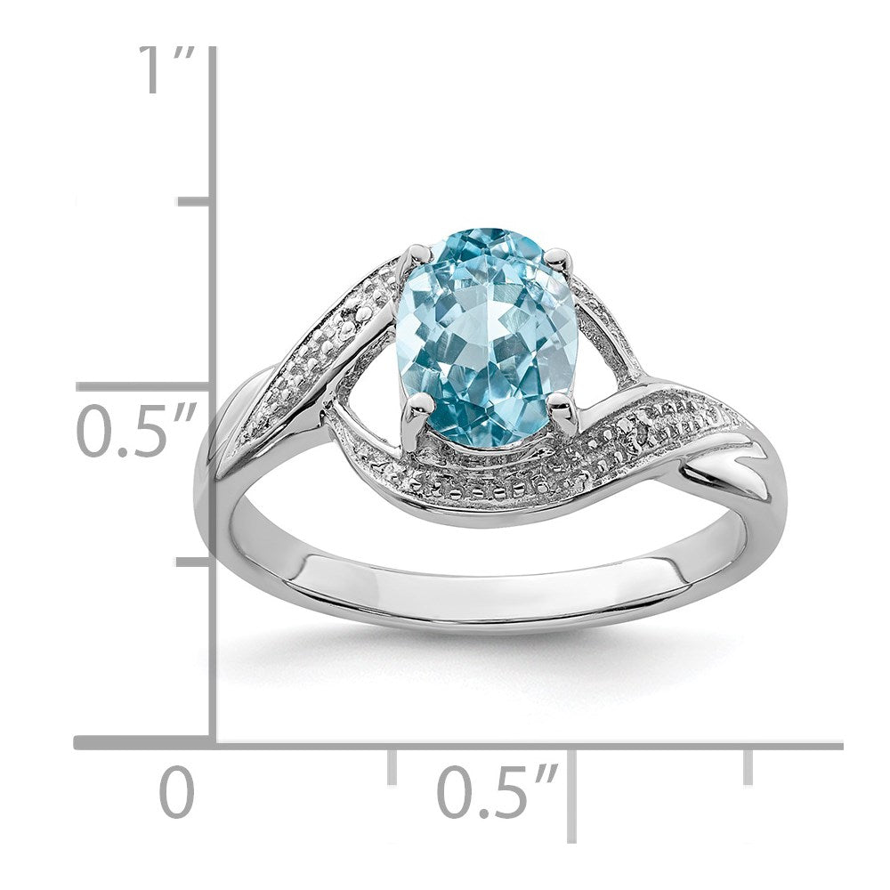 Sterling Silver Rhodium Swiss Blue Topaz u0026 Diamond Ring