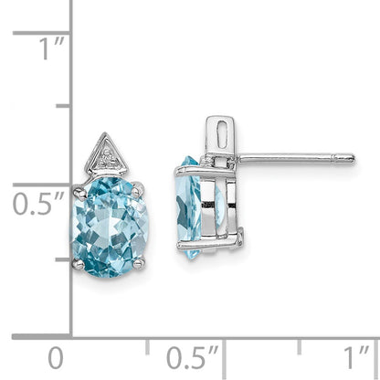 Sterling Silver Rhodium Light Swiss Blue Topaz u0026 Diamond Post Earrings