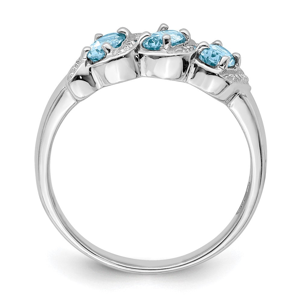 Sterling Silver Rhodium Light Swiss Blue Topaz u0026 Diamond Ring